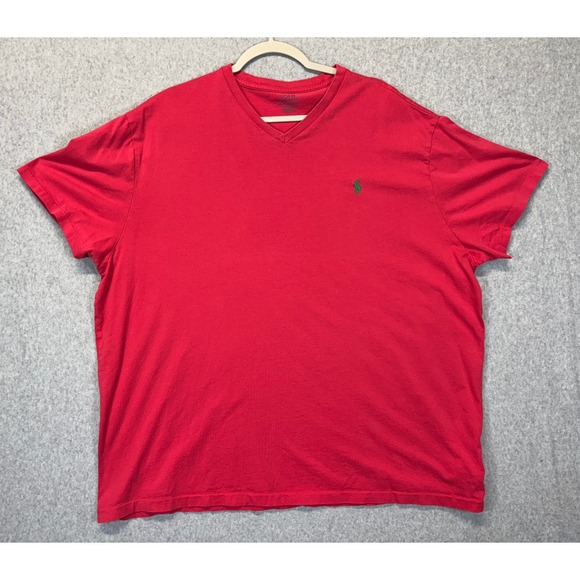 Polo Ralph Lauren Other - Polo Ralph Lauren Mens XXL Red V-Neck T-Shirt Classic Fit Green Pony Logo